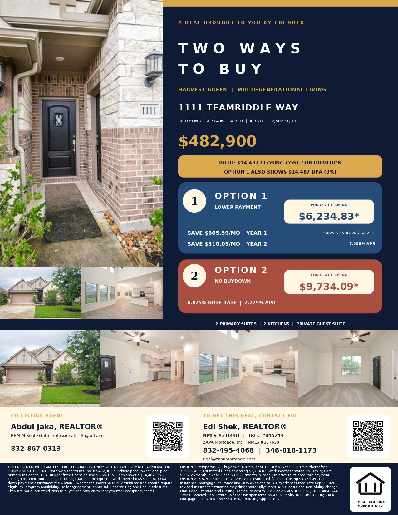 1111 Teamriddle Way | $14,487 Down Payment Assistance + 2-1 Buydown | $482,900 Flyer