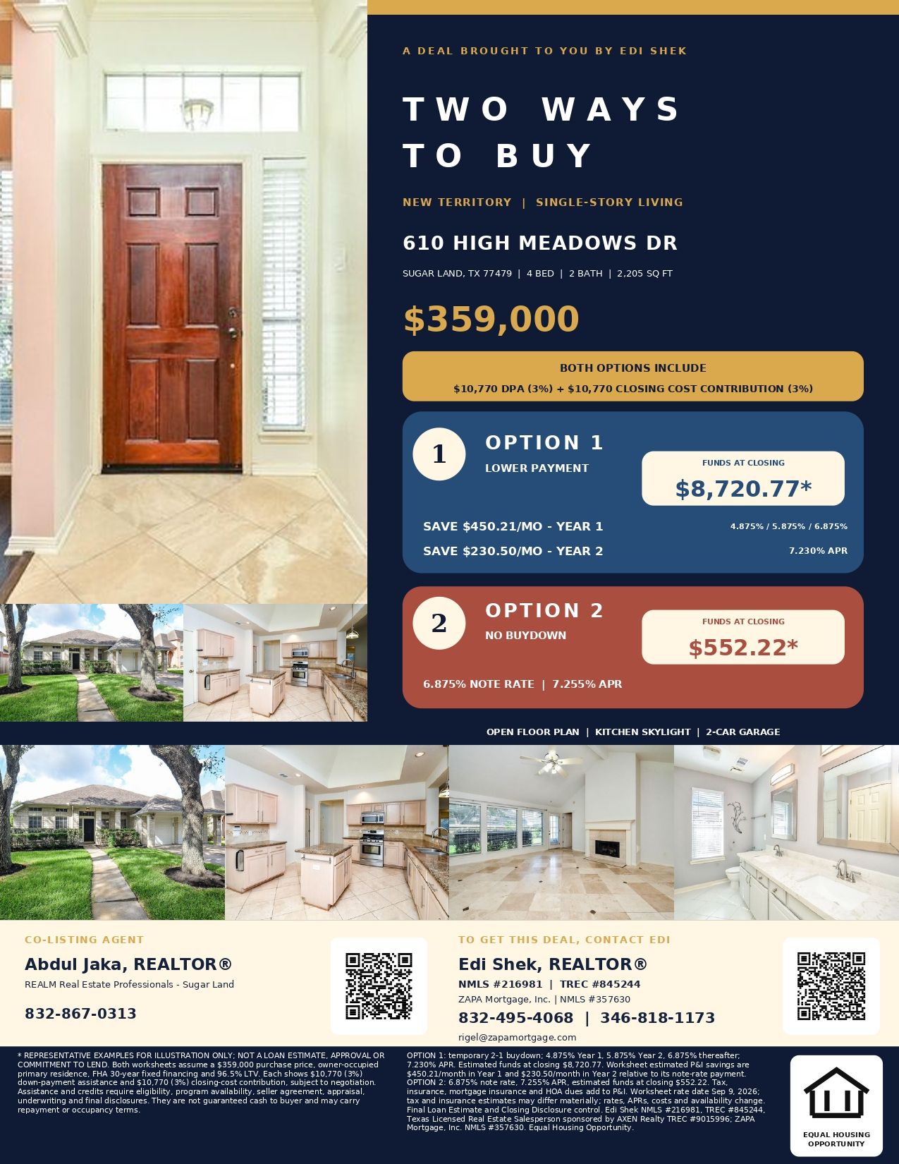 A $359,000 Sugar Land Home—Just $4,142.22 Total Out of Pocket! Flyer