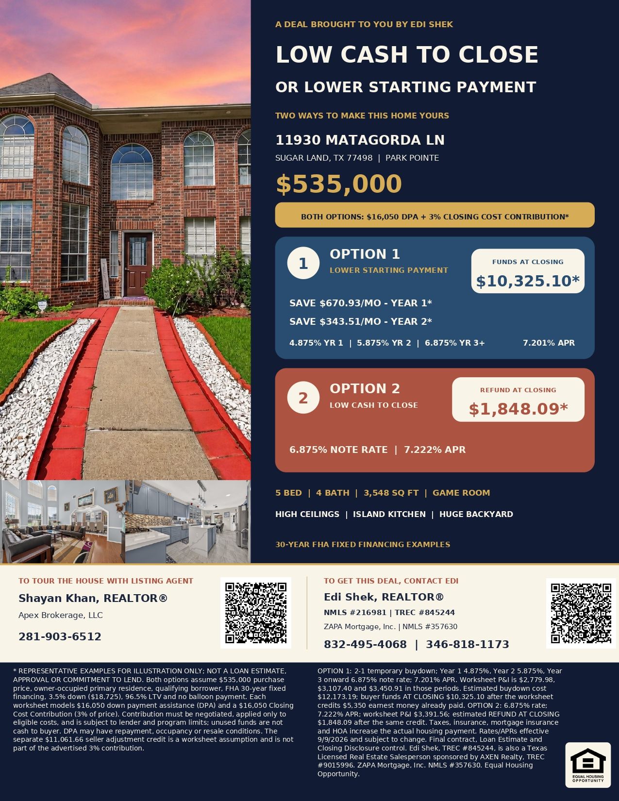 11930 Matagorda Ln | Estimated $1,848.09 Refund at Closing or Lower Initial Payments! Flyer