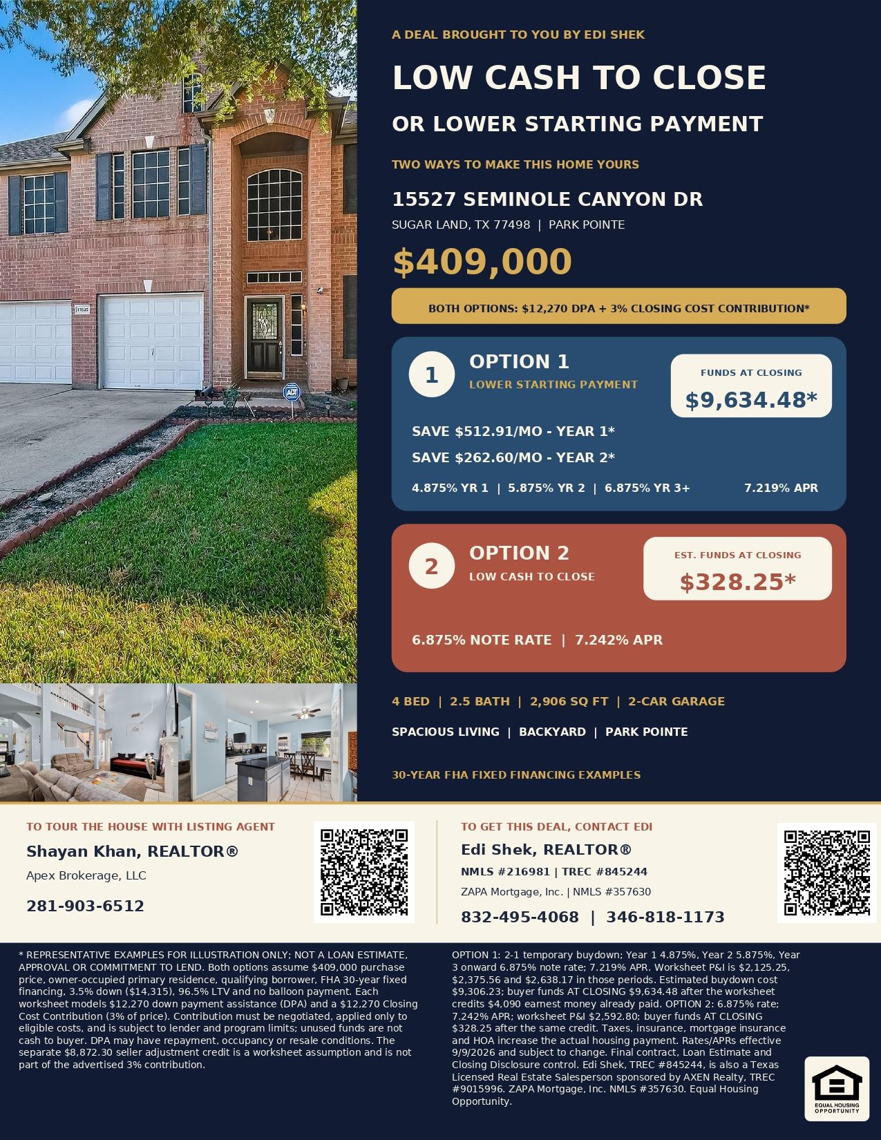 15527 Seminole Canyon Dr | Buy with an Estimated $328.25 at Closing or Save $512.91/Month in Year 1 Flyer