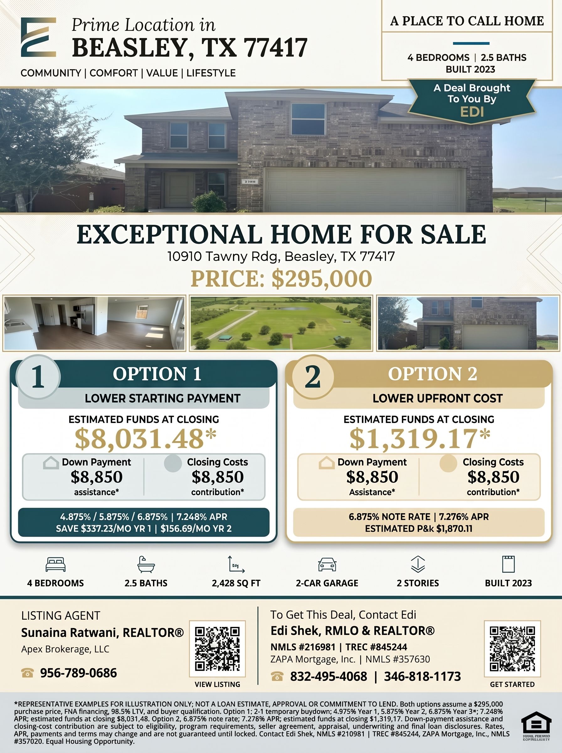 Your $295,000 Home Could Be Just $4,269.17 Away! Flyer
