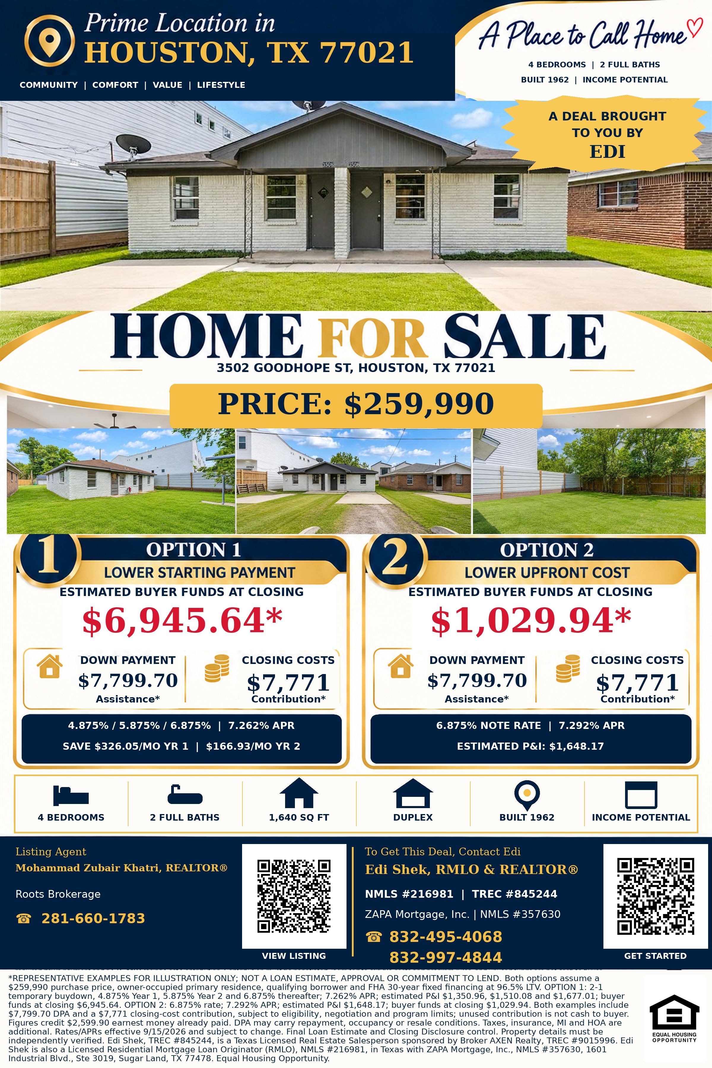 Own This $259,990 Houston Home With Just $1,029.94 Out of Pocket! Flyer
